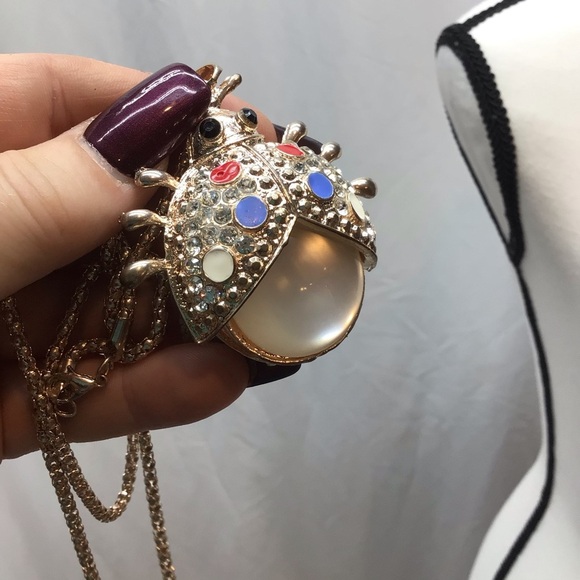 Vintage Ladybug Filigree Long Pendant Necklace - Picture 9 of 9